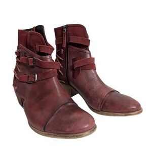Roan by Bed Stu Women's Jag Suede Leather Ankle Boots Distressed Red 10 Cowgirl